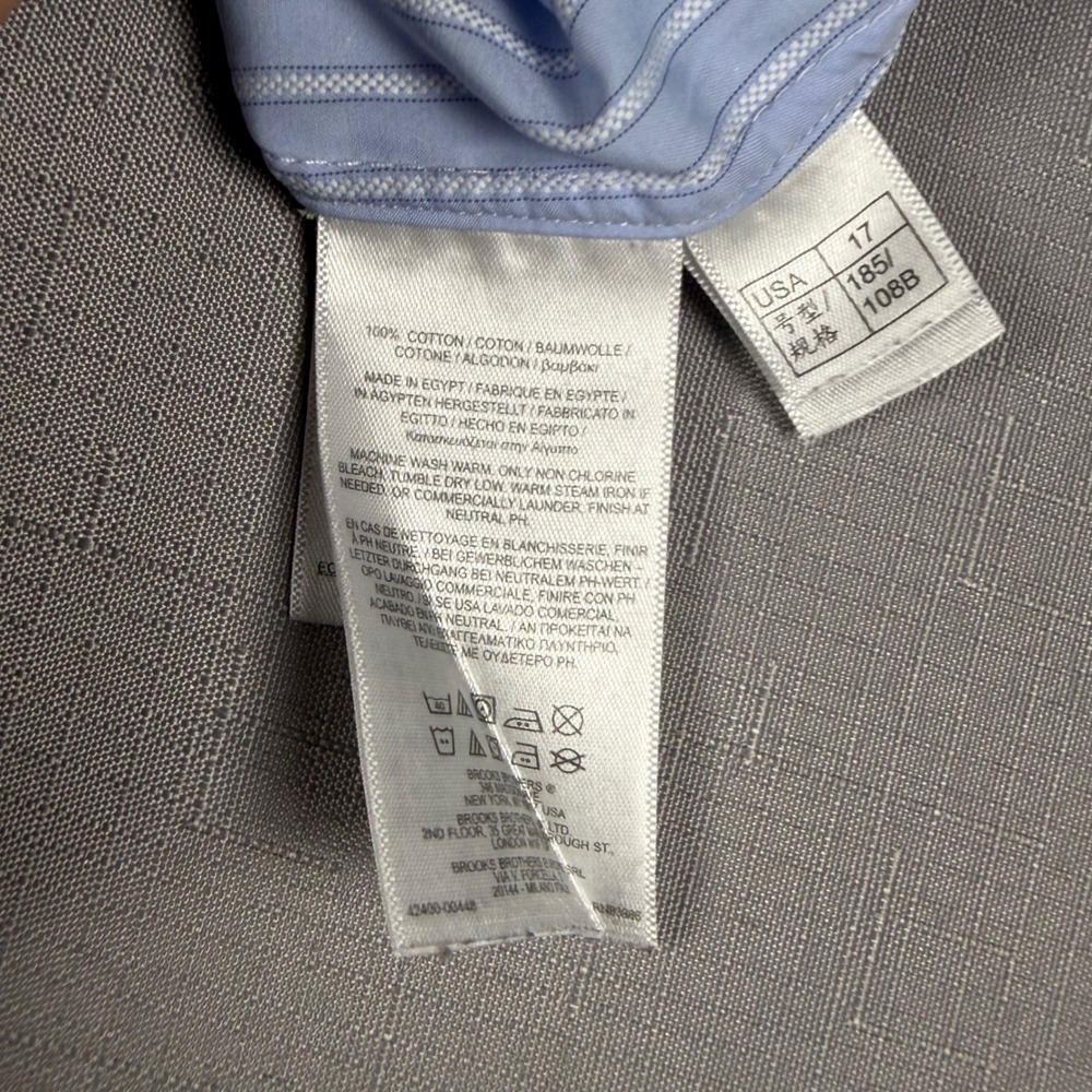 Brooks Brothers Milano Thomas Mason Egyptian Cotton Striped Dress Shirt 17 34 - Picture 8 of 9
